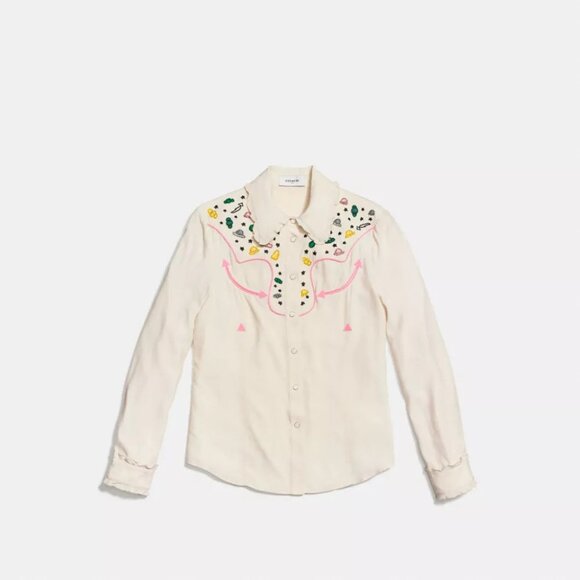 COACH Western silk blouse shirt US4 Excellent condition - Picture 2 of 5